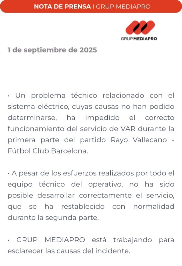 Barcelona vs Vallecano var thất bại, nhà cung cấp đã trả lời: Không hoạt động bình thường do các vấn đề kỹ thuật